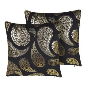 Lot de 2 coussins URSINIA Velours 45 x 45 cm Oriental Doré