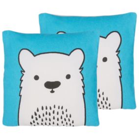 Lot de 2 coussins WARANASI Bouclé 45 x 45 cm Animal Bleu