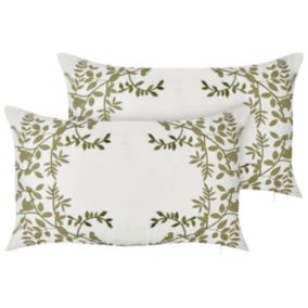 Lot de 2 coussins ZALEYA Coton 30 x 50 cm Floral Blanc