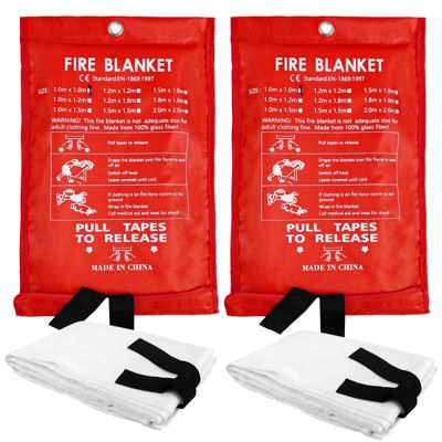 Lot de 2 couvertures anti-feu pour cuisine en fibre de verre , protection incendie et isolation thermique , 1,8 x 1,8 m