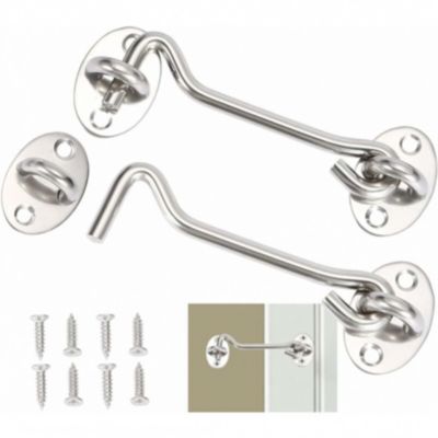 Lot de 2 crochets de verrouillage pour porte de cabine, en acier inoxydable, avec vis, pour fenêtres et portes de grange,10 cm