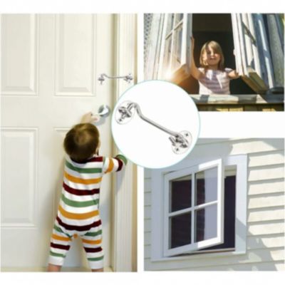 Lot de 2 crochets de verrouillage pour porte de cabine, en acier inoxydable, avec vis, pour fenêtres et portes de grange,10 cm