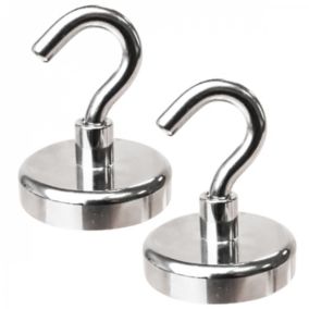 Lot de 2 crochets magnétiques diamètre 6mm - KN48 - Chromé - Linxor