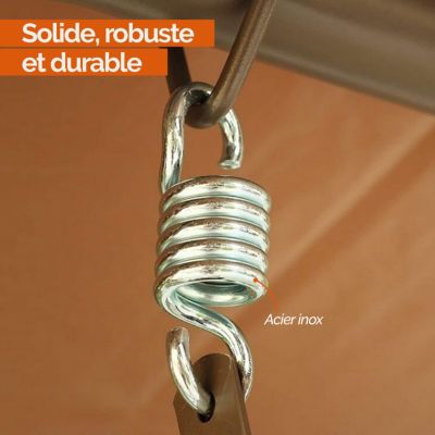 Lot de 2 crochets à ressort pour suspension, balançoire, hamac - Acier inoxydable - Linxor