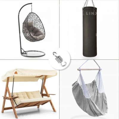 Lot de 2 crochets à ressort pour suspension, balançoire, hamac - Acier inoxydable - Linxor