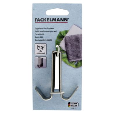 Lot de 2 doubles crochets pour paroi de douche en inox Fackelmann Tecno