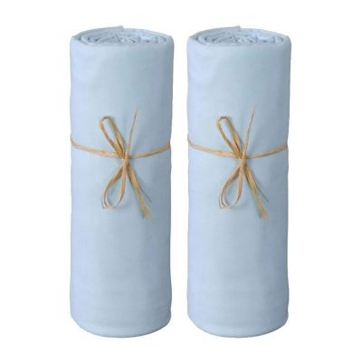 Lot de 2 Draps housse lit bébé 60 x 120 cm / 100% coton / 57 fils/cm² - 1 Ciel + 1 Ciel