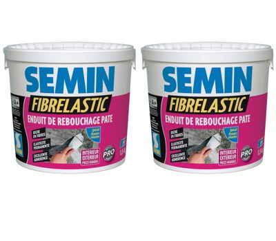 Lot de 2 enduits de Rebouchage Fibrelastic Semin, Fissures Vivantes, 1,5 kg