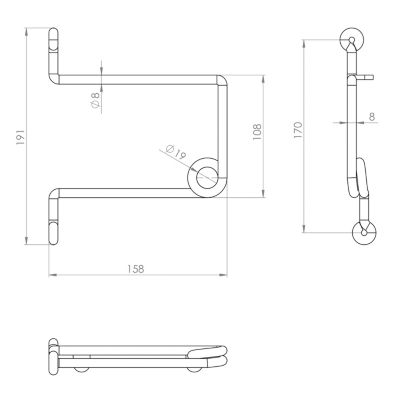 Lot de 2 équerres filaire vestiaire à visser L. 15,8 cm Cime métal noir