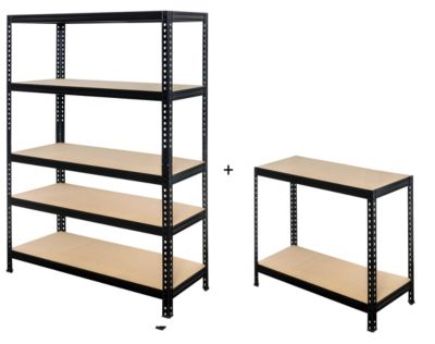 Étagère De Garage Métallique Robuste 160x160cm : Charge Lourde, Modulable, Facile à Monter 40 Cm Noir