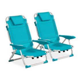 Lot de 2 fauteuils clic clac des plages en polyester bleu  Oviala