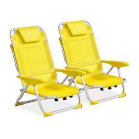 Lot de 2 fauteuils clic clac des plages en polyester jaune  Oviala