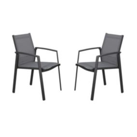 Lot de 2 fauteuils de jardin empilables  en aluminium - Anthracite - PALOAS