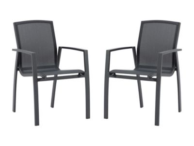 Lot de 2 fauteuils de jardin empilables en aluminium et textilène - Anthracite - MILLAU de MYLIA