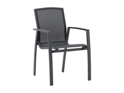 Lot de 2 fauteuils de jardin empilables en aluminium et textilène - Anthracite - MILLAU de MYLIA