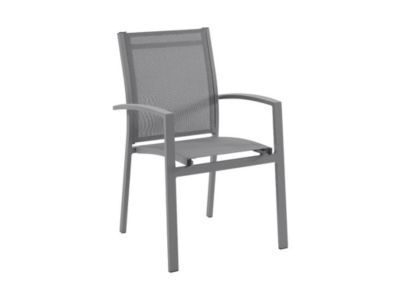 Lot de 2 fauteuils de jardin empilables en aluminium et textilène - Gris anthracite - TELTO de MYLIA