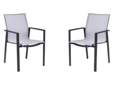 Lot de 2 fauteuils de jardin empilables en aluminium et textilène - Gris clair et noir - VALERA de MYLIA