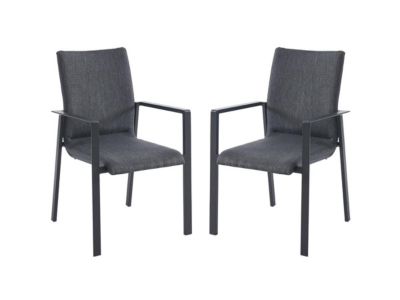 Lot de 2 fauteuils de jardin empilables en aluminium et textilène - Gris - GULIANE de MYLIA