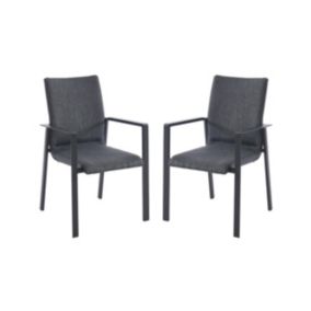 Lot de 2 fauteuils de jardin empilables en aluminium et textilène - Gris - GULIANE de MYLIA