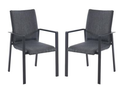 Lot de 2 fauteuils de jardin empilables en aluminium et textilène - Gris - GULIANE de MYLIA