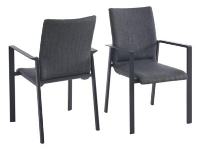 Lot de 2 fauteuils de jardin empilables en aluminium et textilène - Gris - GULIANE de MYLIA