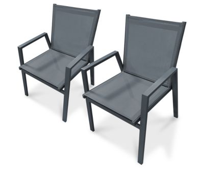 Lot de 2 fauteuils de jardin empilables en aluminium  - FLORIDE
