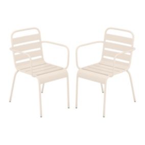 Lot de 2 fauteuils de jardin empilables en métal - Beige - MIRMANDE de MYLIA