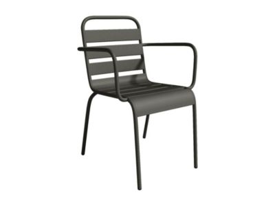 Lot de 2 fauteuils de jardin empilables en métal - Gris anthracite - MIRMANDE de MYLIA