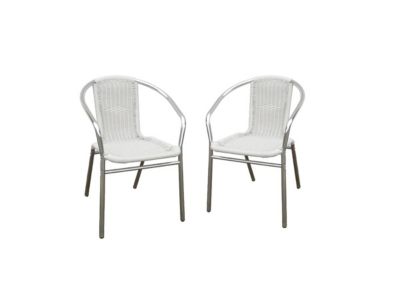 Lot de 2 fauteuils de jardin en aluminium et résine tressée blanche  - FIZZ