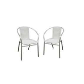 Lot de 2 fauteuils de jardin en aluminium et résine tressée blanche  - FIZZ