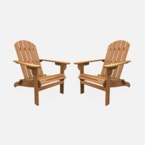 Lot de 2 fauteuils de jardin en bois - Adirondack Salamanca- Eucalyptus. chaises de terrasse rétro. sièges de plage