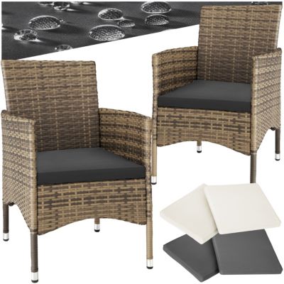 Lot de 2 fauteuils de jardin en résine tressée et acier gris foncé