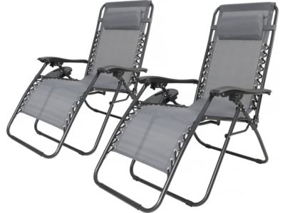 Lot de 2 fauteuils de jardin inclinable zéro gravité "Sintra"  Gris