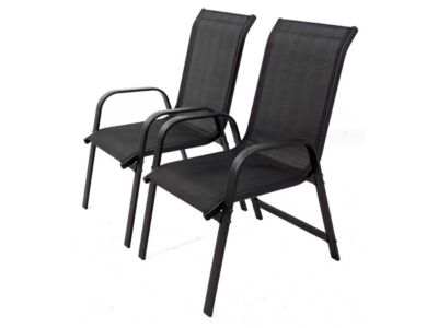 Lot de 2 fauteuils de jardin "Porto" alutextilène  Noir