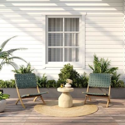 Lot de 2 fauteuils de jardin VERONE en bois d'acacia FSC et corde - coloris vert