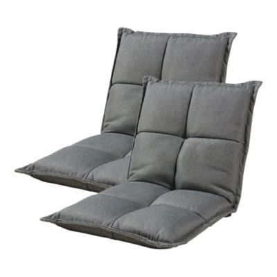 Lot de 2 fauteuils de sol Deinze avec dossier réglable gris foncé en.casa