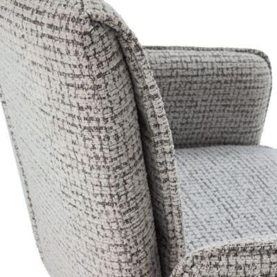 Lot de 2 fauteuils de table pivotants en tissu chenille gris pied design métal noir - CLAUDE