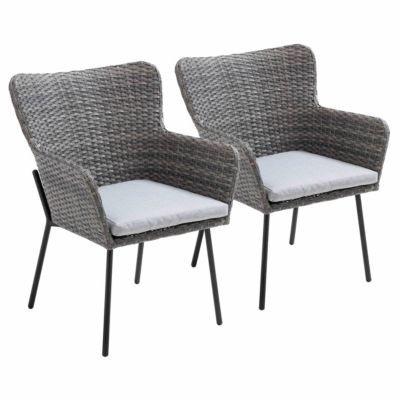 Lot de 2 fauteuils de terrasse rond en osier  Oviala