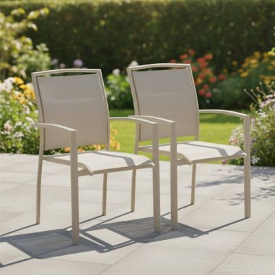 Lot de 2 fauteuils en aluminium crème  Oviala