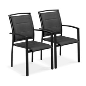 Lot de 2 fauteuils en aluminium noirs  Oviala