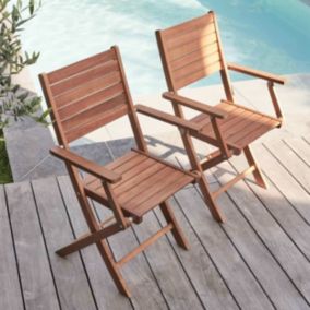 Lot de 2 fauteuils en bois d'eucalyptus  Oviala