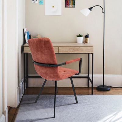 Lot de 2 fauteuils en velours rouge et piètement métal noir - NAMI