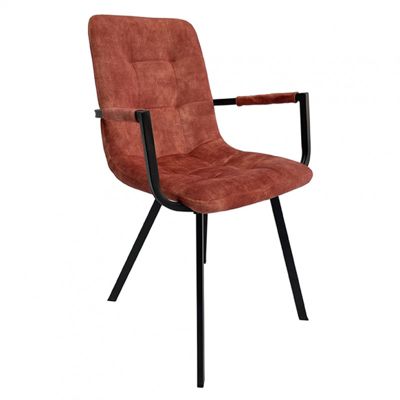 Lot de 2 fauteuils en velours rouge et piètement métal noir - NAMI