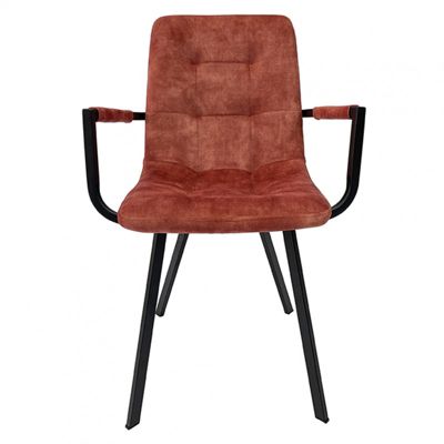 Lot de 2 fauteuils en velours rouge et piètement métal noir - NAMI