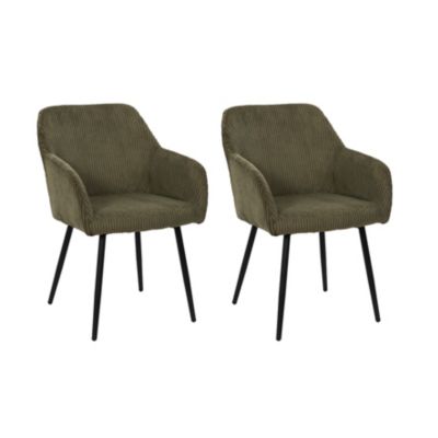 Lot de 2 Fauteuils - HOME DECO FACTORY - Scott - Côtelé - Vert