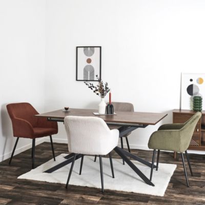 Lot de 2 Fauteuils - HOME DECO FACTORY - Scott - Côtelé - Vert