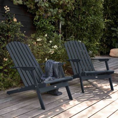 Lot de 2 fauteuils pliant inclinables en bois d'eucalyptus gris  Oviala