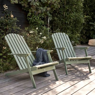 Lot de 2 fauteuils pliant inclinables en bois d'eucalyptus vert cactus  Oviala