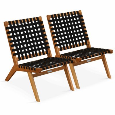 Lot de 2 fauteuils relax en bois d'eucalyptus noir  Oviala