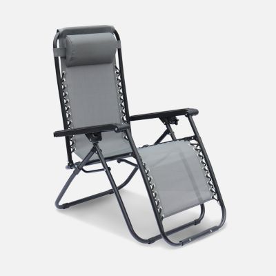 Lot de 2 fauteuils relax   Patrick   Textilène. pliables. multi-positions. gris